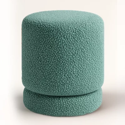 imagen de puff de cromática modelo circular en color verde marina