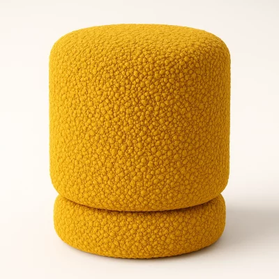 imagen de puff de cromática modelo circular en color amarillo