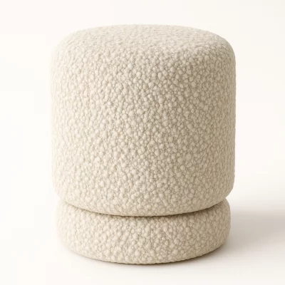 imagen de puff de cromática modelo circular en color beige